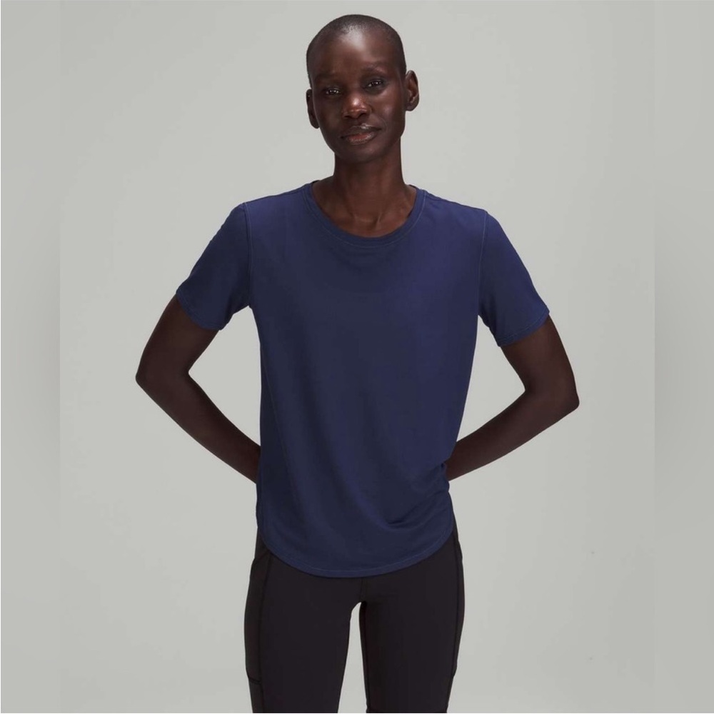 Lululemon High-Neck Running and Training T-Shirt in Night Sea - Picture 2 of 8